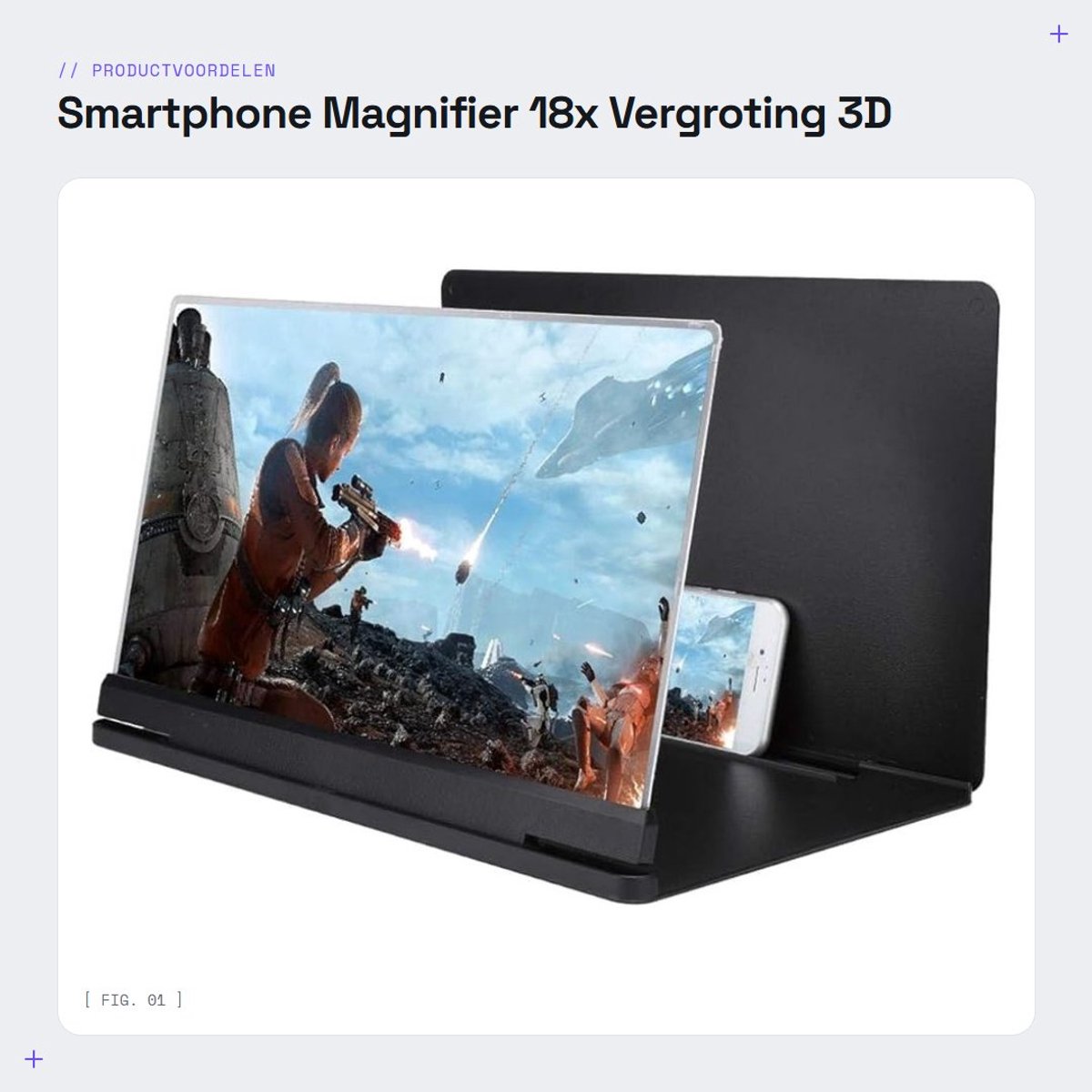 Dailygoods - Smartphone Magnifier - 18x Vergroting - 3D Visuele Beleving - Zwart - Mobiele Telefoon Vergroter - Geschikt voor alle smartphones - 14 inch