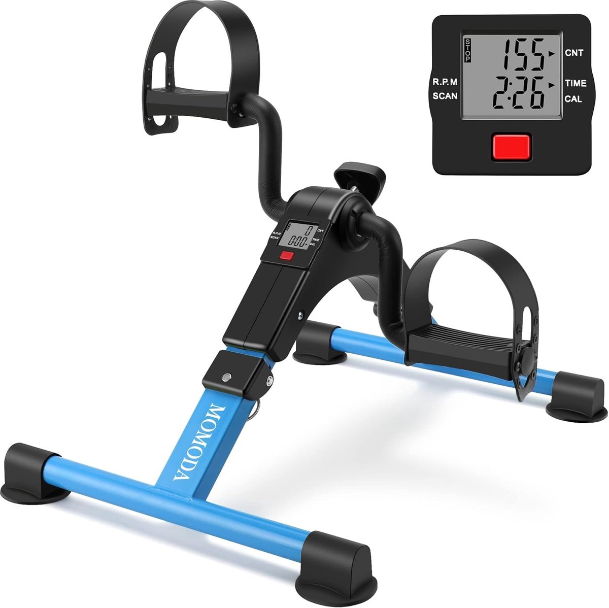 Oefenfiets Trainer - Mini Fiets - Thuis Bewegen - Inklapbaar Ontwerp - Met LCD Monitor - Zwart Blauw