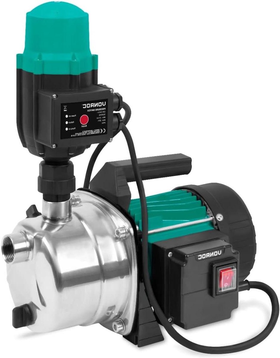 Waterpomp - Automatische pomp - Tuin bewateren - Met drukschakelaar - 3500 liter per uur - Zwart Groen