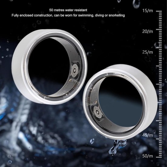Slimme Ring Tracker - Gezondheid Ring - Sporten En Fitness - Waterdicht Tot 50m - Met Oplaadcase - Zilver — afbeelding 3
