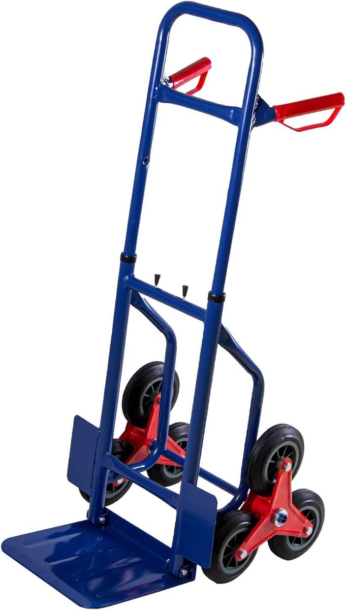 Transportkar - Steekwagen Opvouwbaar - Zware Lasten Verplaatsen - Drie Sterwielen - 150 kg Capaciteit - Blauw Rood