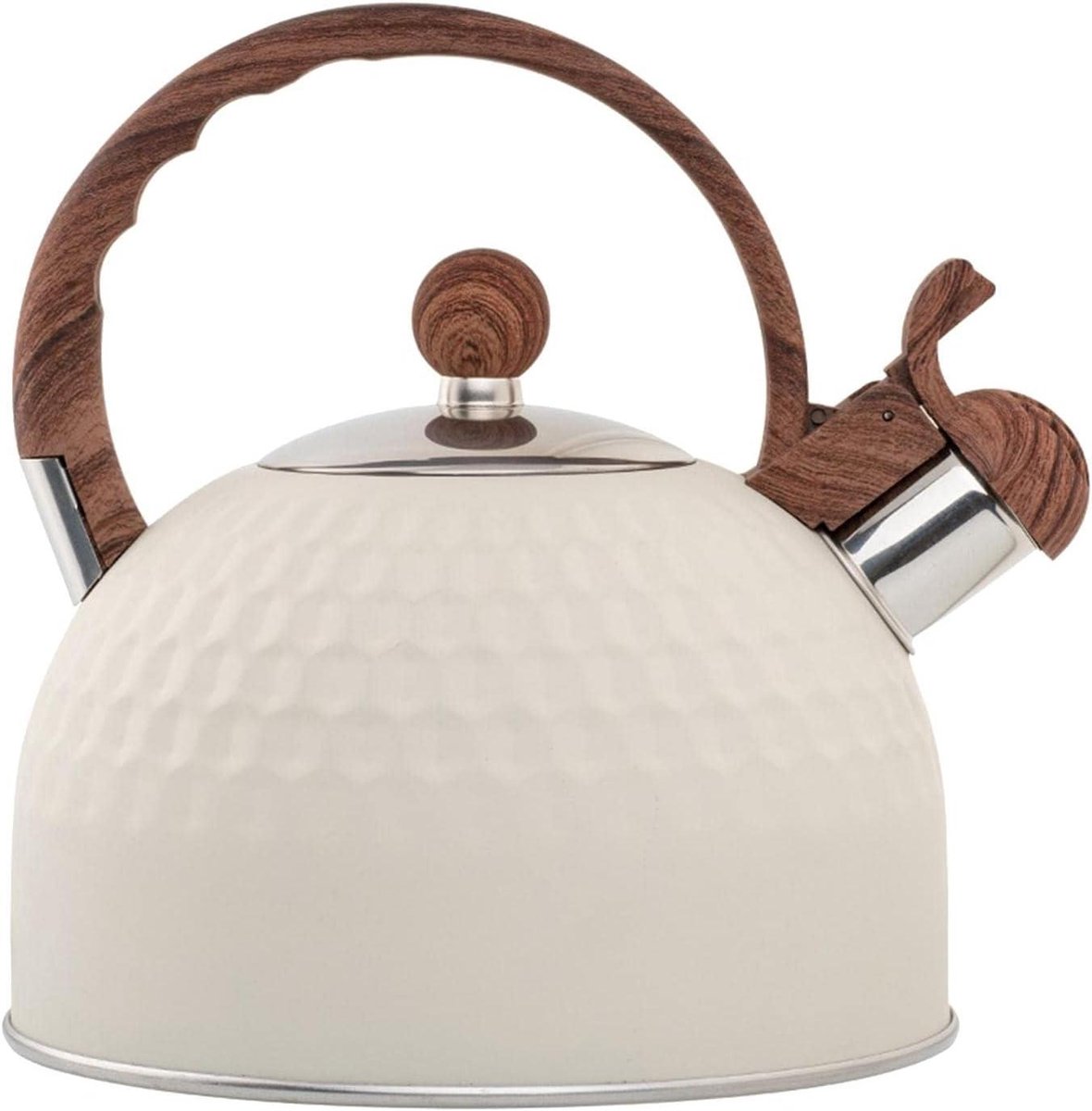 Emaille Theeketel - Fluitende Ketel - Water Koken - Stevige Bodem - 2.5 Liter - Wit