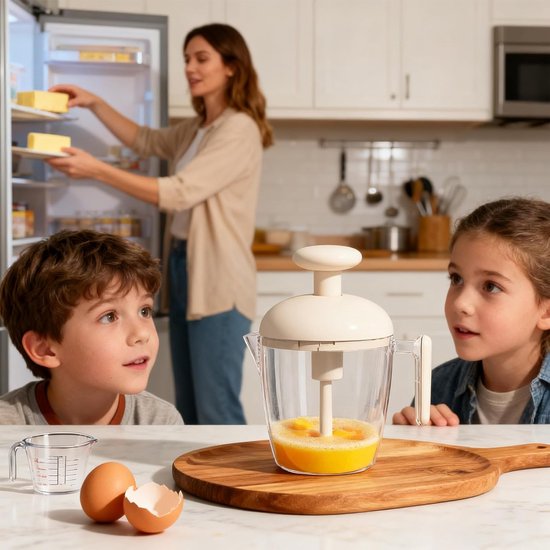 Eierroerder Handmatig - Keukenmixer Dranken - Eieren Mengen - Compact Draadloos Ontwerp - 550 ml - Wit — afbeelding 4