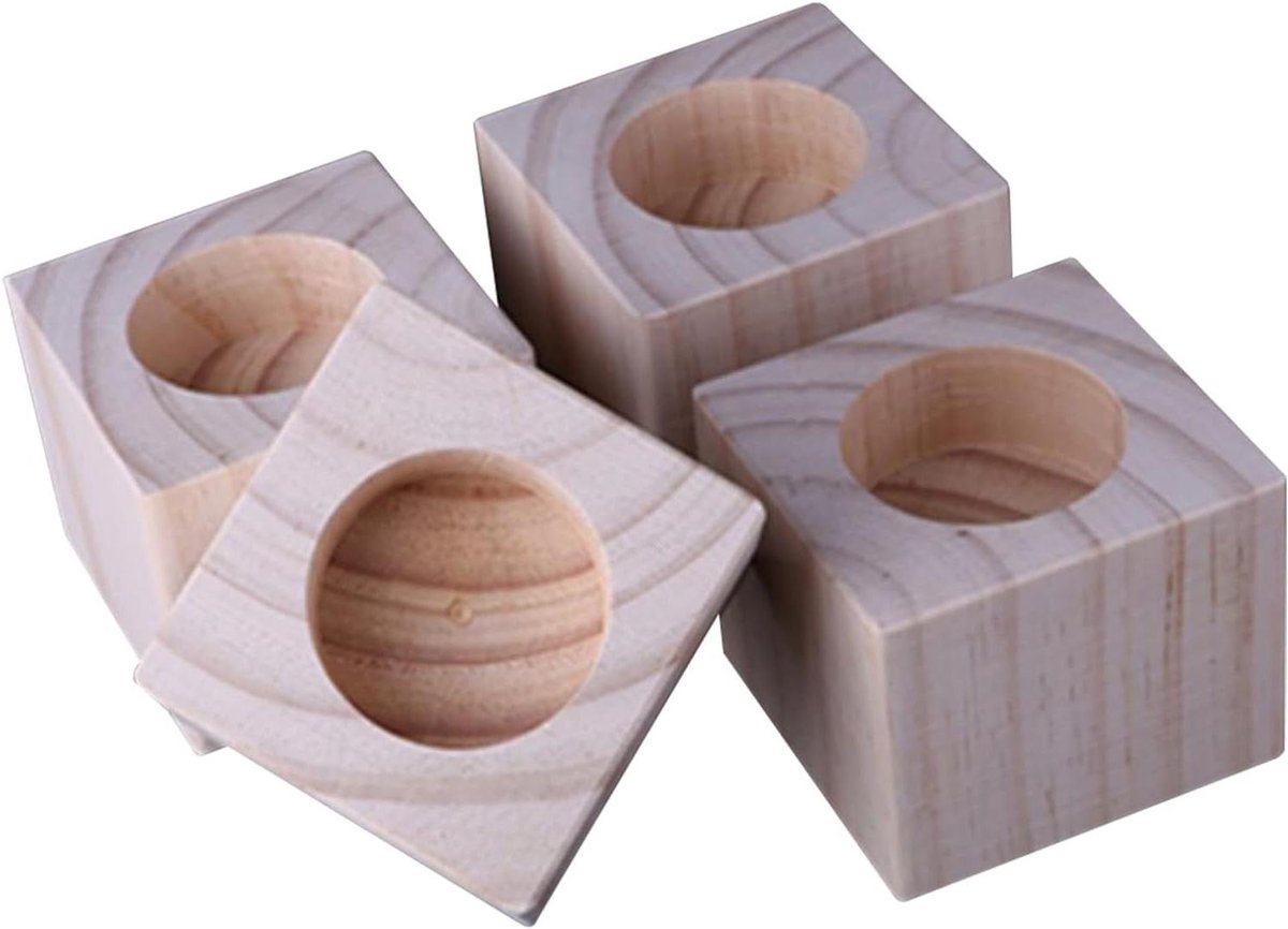 Houten Meubelverhogers - Bedbank Verhogers - Meubels Verhogen - Massief Grenenhout - 10 cm Hoog - Houtkleur