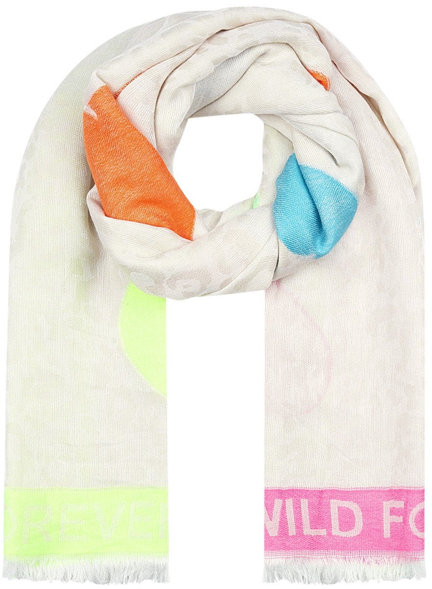 Colorful print sjaal - multi - Beige