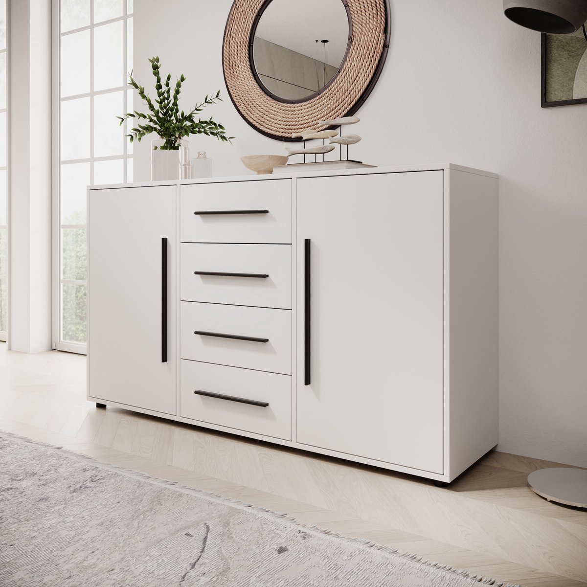 Meubella - Montalo - Dressoir - Wit - 150x40x87 cm