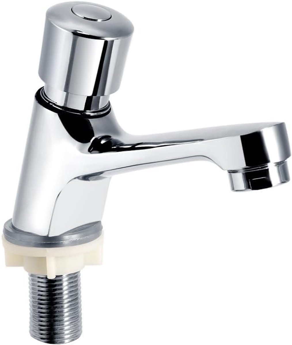 Dailygoods- Waterkraan met tijdvertraging 4-6 seconden - Verchroomd - Binnendraad G1/2 - Messing - Robuust en makkelijk schoon te maken - Kraan