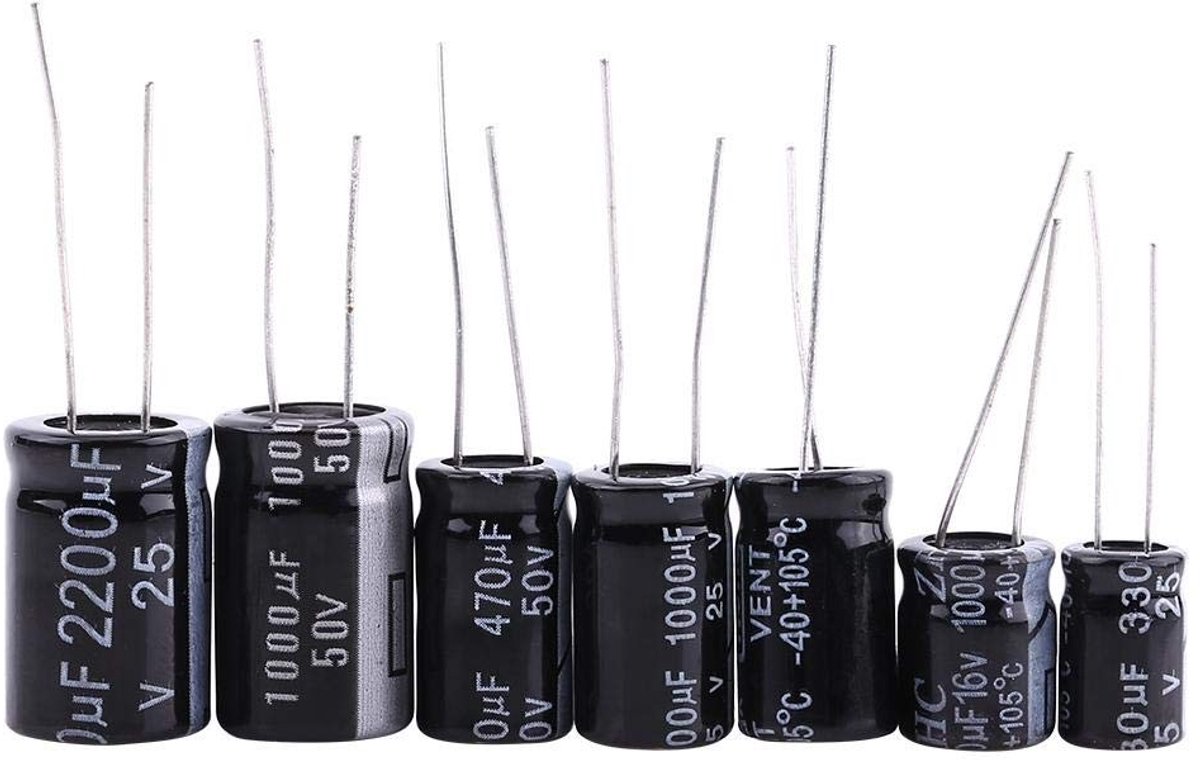 Cosensi - Elektrolytische Condensator - 125 Stuks - Hoogwaardige miniatuur capacitors - Voor elektronische projecten - Capaciteit van 1 uF tot 2200...