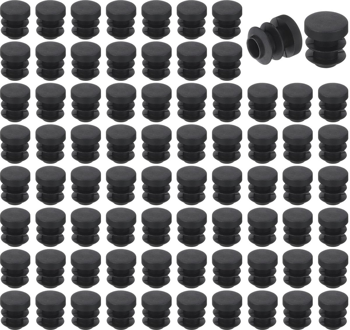 Dailygoods- Buisdoppen 76 Stuks - Ronde Kunststof Eindkappen 12 mm - Zwarte PE-Buispluginzetstukken - Vloerbeschermers - Schokabsorberend - Duurzaam PE-Plastic - Meubelbeschermers