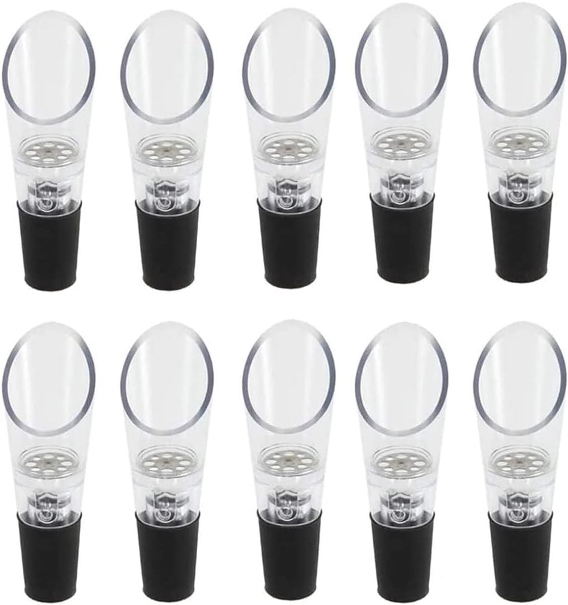 Dailygoods- Wijnschenktuit met Ventilatiesysteem - Kunststof - Druppelvrij - Roestvrij Staal - 10 Stuks - Ideaal Cadeau - Wijnbeluchter
