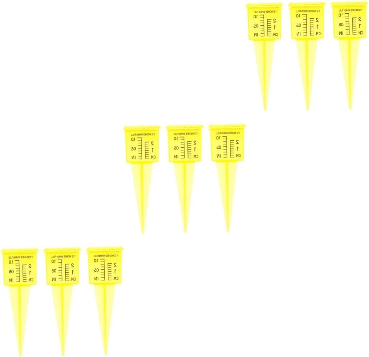 Regenmeters Set - Neerslagmeter Buis - Tuinwater Meten - Nauwkeurige Schaal - 9 Stuks - Geel
