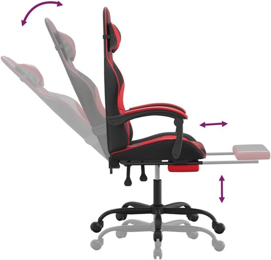 Gaming Stoel - Comfortabele Fauteuil - Comfortabel Zitten - Verstelbare Rugleuning - 131 cm Hoog - Zwart Rood — afbeelding 4