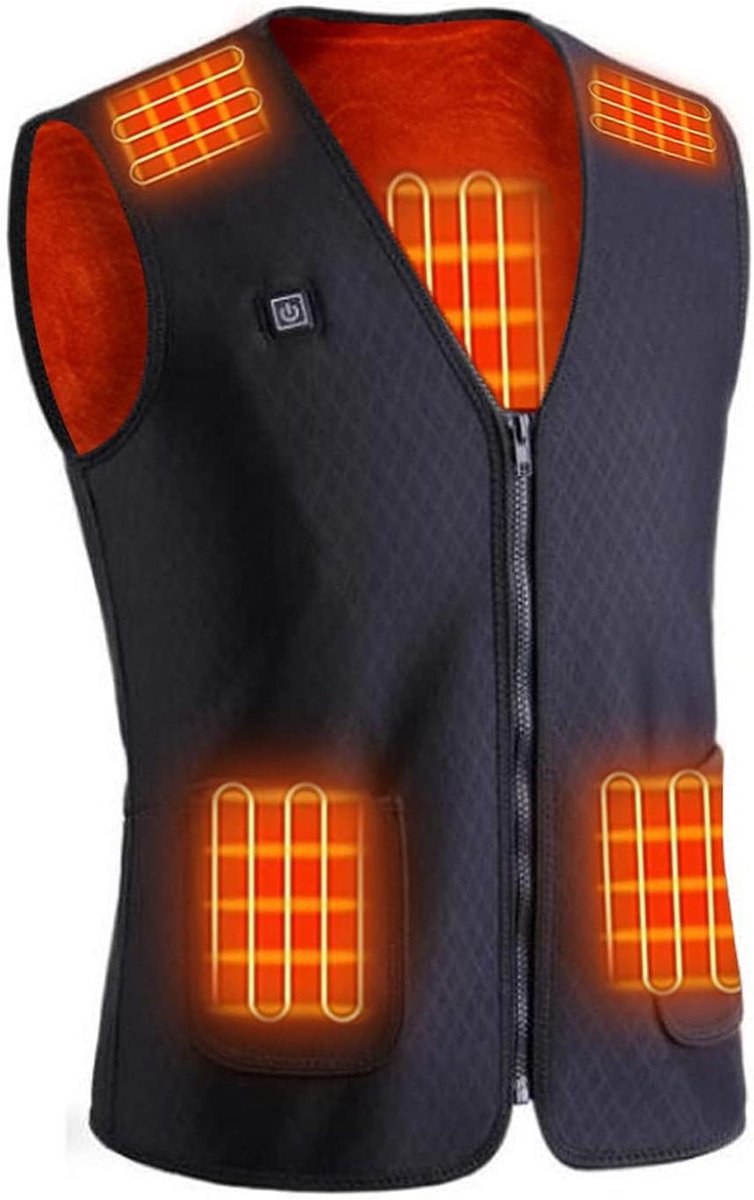 Verwarmd Vest - Elektrisch Jack - Buiten Activiteiten - 7 Warmtezones - 3 Temperatuurstanden - Zwart