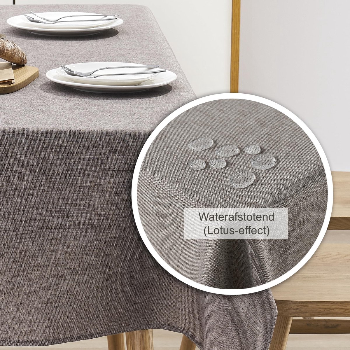 Dailygoods- Tafelkleed Waterafstotend Linnenlook - Wasbaar - Tafelkleed Buiten - Tafelkleed Eettafel - 90x90 cm - Hoogwaardig PVC-weefsel - Tafelbedekking