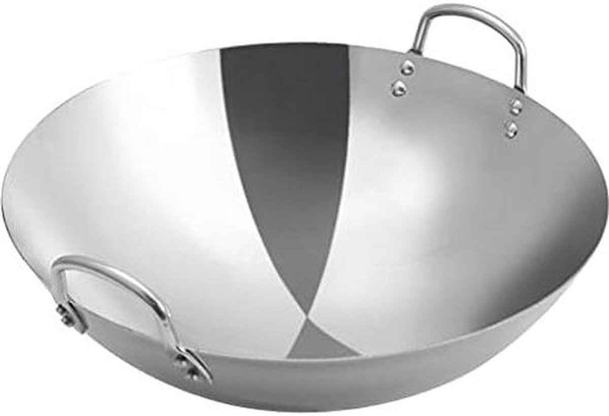 Roestvrijstalen Wok - Roerbakpan Keuken - Snel Koken - Gelijkmatige Warmte - 50-65 cm - Zilver