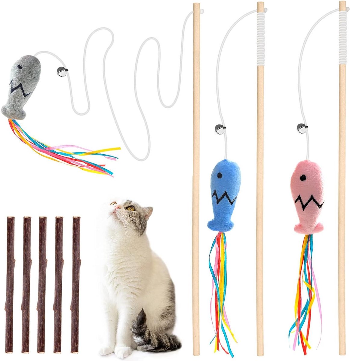 Kerstkous Kat Cadeauset - Katten Speelgoed - Cadeau Geven - 11 Delig Speelgoed - 14 Inch - Multicolor