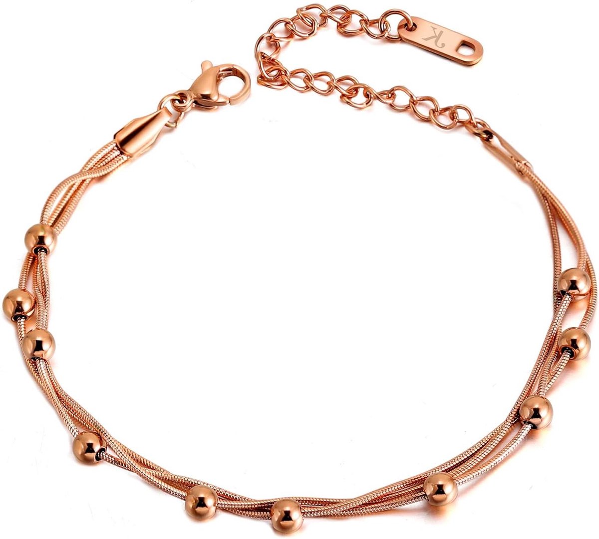 Dames Anklet - Enkelbandje Vrouw - Zomerse Stijl - Verstelbare Lengte - Multi-rij - Zilverkleurig