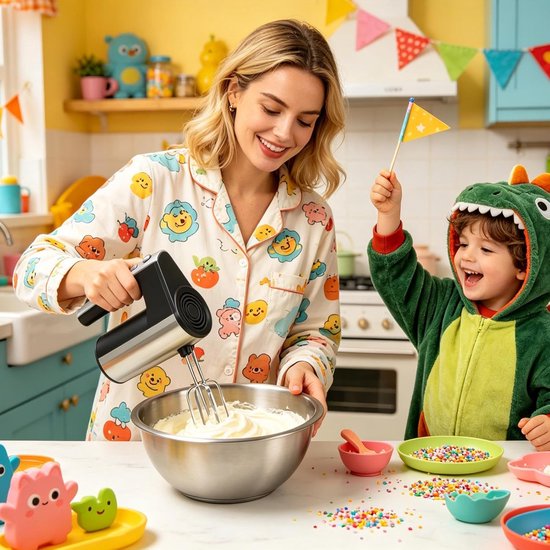 Elektrische Handmixer - Keukenhulp Bakmixer - Beslag Mengen - Antislip Handgreep - 19 cm - Wit — afbeelding 4