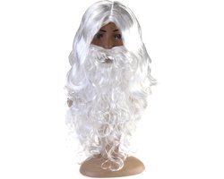 Kerstman Set - Wig en Baard - Feestelijke Aankleding - Inclusief Pruik en Baard - 70 cm - Wit
