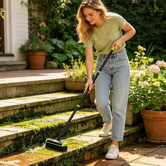 Grasverwijderaar Handmatig - Onkruidborstel Voegenreiniger - Terrassen Reinigen - Verstelbare Steel - 43 cm - Grijs — afbeelding 4