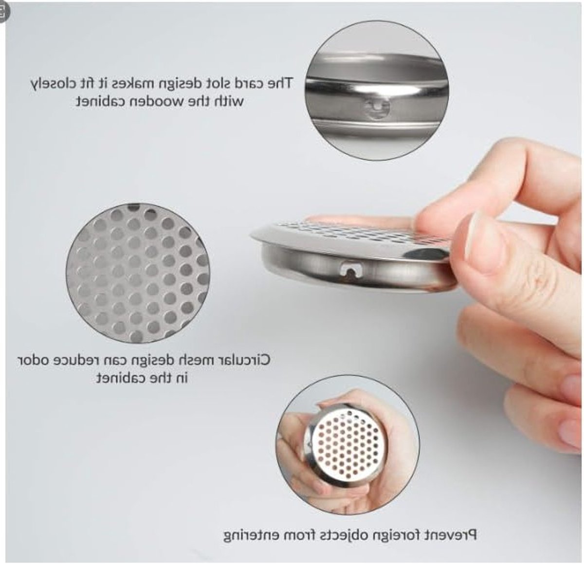 Ronde RVS Ventilatierooster met Insectenbescherming voor Keuken, Caravan, Badkamer en Kast