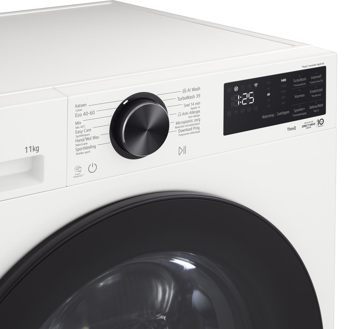 LG F4X5011TWB wasmachine 11 kg met AI DD voor betere stofverzorging, TurboWash360˚ voor snel en grondig wassen in ca. 39 min, Steam verwijdert allergenen en bacteriën, ThinQ slimme bediening en stille, duurzame Inverter Direct Drive. Energieklasse A thumbnail 5