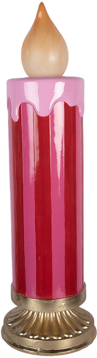 Clayre & Eef Kerstdecoratie met LED-verlichting Kandelaar Ø 23x78 cm Rood Keramisch materiaal