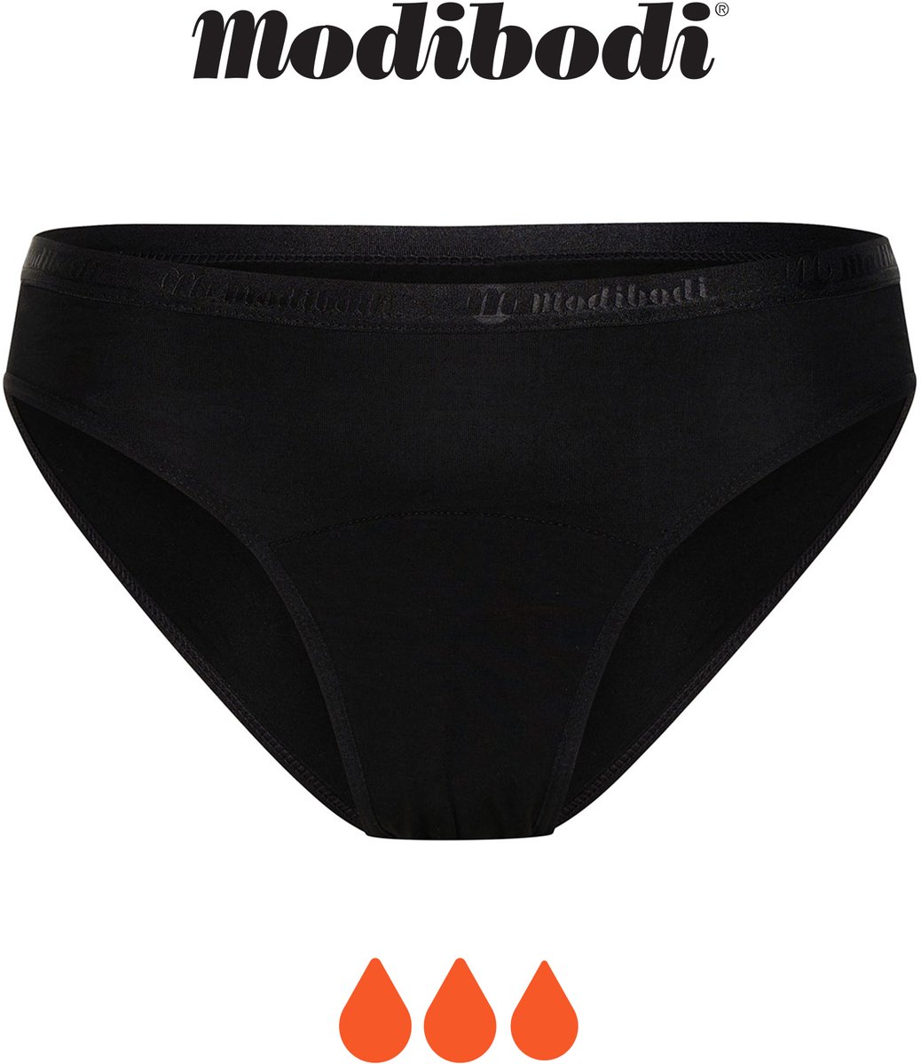 Modibodi Menstruatie Ondergoed Super Absorberend Dames Klassieke Bikinislip Zwart 38