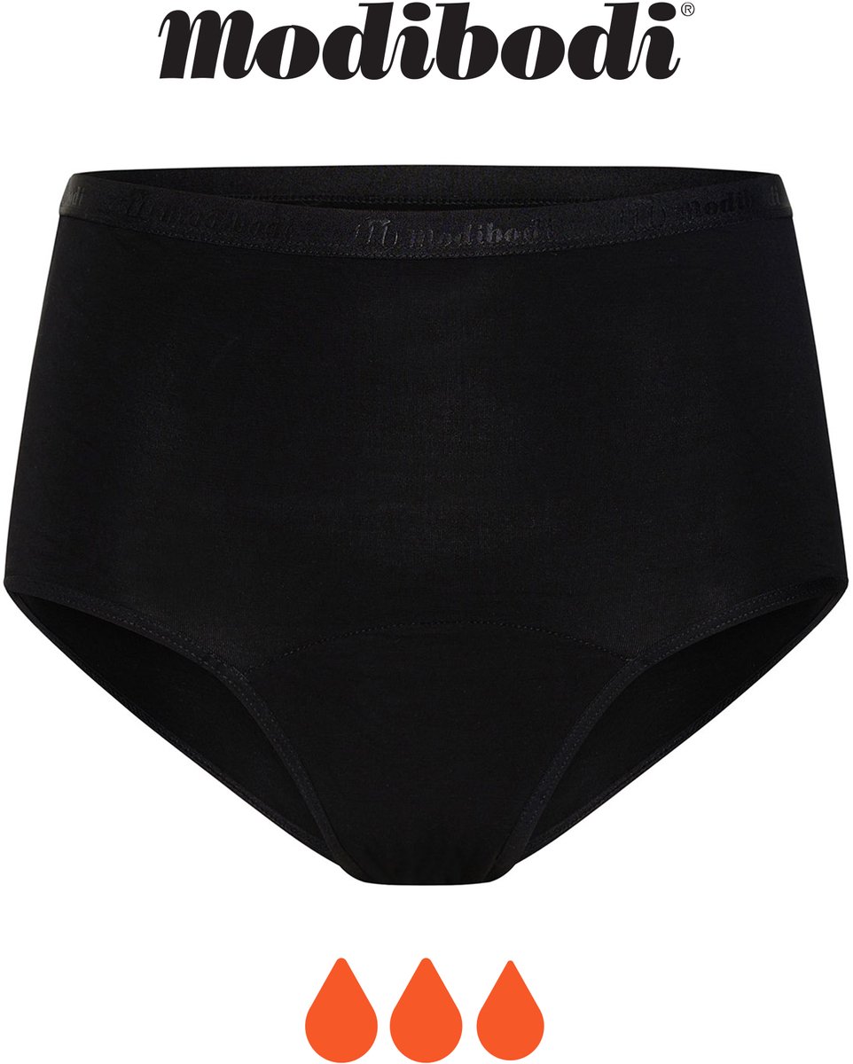 Modibodi Menstruatie Ondergoed Super Absorberend Dames Klassieke Hoge Slip Zwart 42