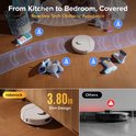 Robotstofzuiger navigeert rond speelgoed en meubels, met 3.80 inch slank ontwerp en een vergelijking met een dunnere robotstofzuiger.