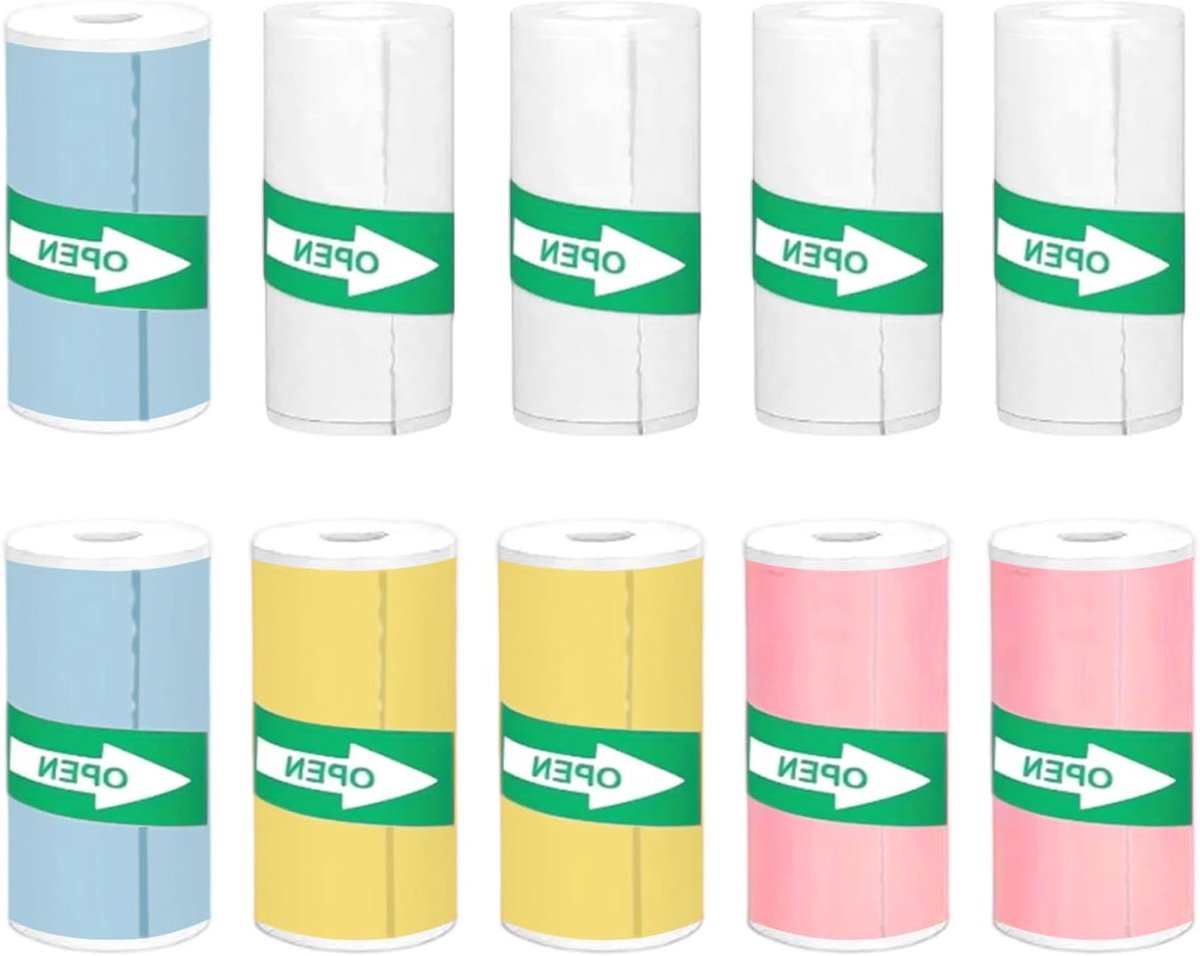 Kleurrijke Thermische Papierrollen voor Mini Printers, Zelfklevende Stickers voor Foto's en Notities, 57 x 25mm, Perfect voor Kinderen en Creatieve Projecten