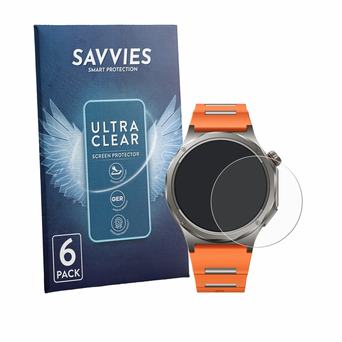 Savvies - Screenprotector voor Oppo Watch X3 - Folie Beschermfolie transparant 6 Stuks