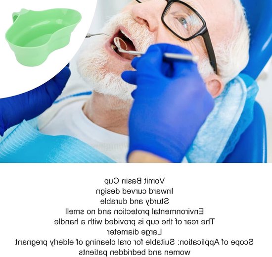 Vomitkommen voor Mondzorg, Plastic Emesis Schalen voor Bedlegerige Patiënten, Mondspoeling en Tandverzorging voor Volwassenen en Ouderen — afbeelding 3