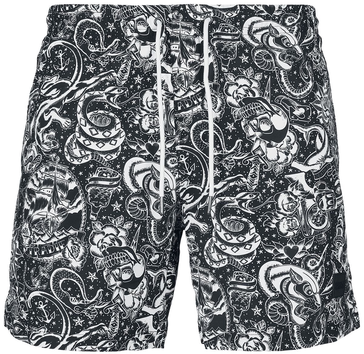 Urban Classics Tattoo AOP Swim Heren Zwembroek – XXL Zwart