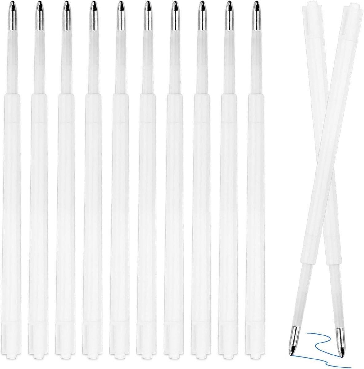 50 Stuks Balpen Navullingen Blauw, 1 mm, Vervangingen voor Standaard Balpennen, Sneldrogend en Slijtvast voor Kantoor, School en Thuisgebruik