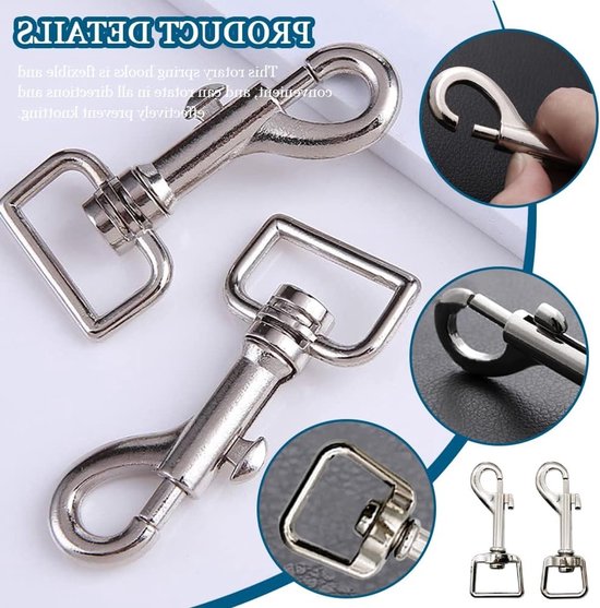 Zes Rotatable Snap Hooks voor Hondenriemen - Sterke Metaalclips voor Camping, Wandelen en Sleutels — afbeelding 2