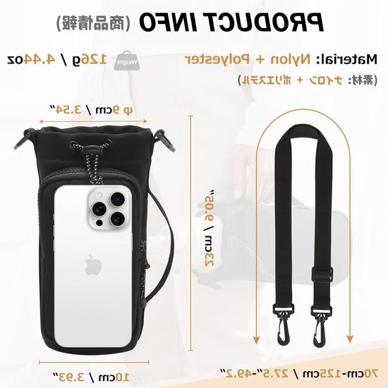 Flessenhouder met Strap en Multifunctionele Voorkant voor Wandelen, Kamperen en Buitensporten — afbeelding 5