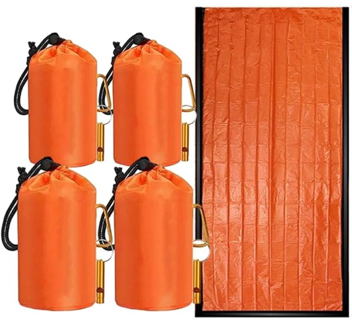 Noodslaapzak - Overlevingsslaapzakken Voor Volwassenen - Waterdicht Mylar Materiaal - Thermische Warmtereflectie - Ultralicht En Compact Ontwerp - Set Van 4 Stuks - Voor Camping Hiken En Noodkits