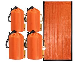 Noodslaapzak - Overlevingsslaapzakken Voor Volwassenen - Waterdicht Mylar Materiaal - Thermische Warmtereflectie - Ultralicht En Compact Ontwerp - Set Van 4 Stuks - Voor Camping Hiken En Noodkits