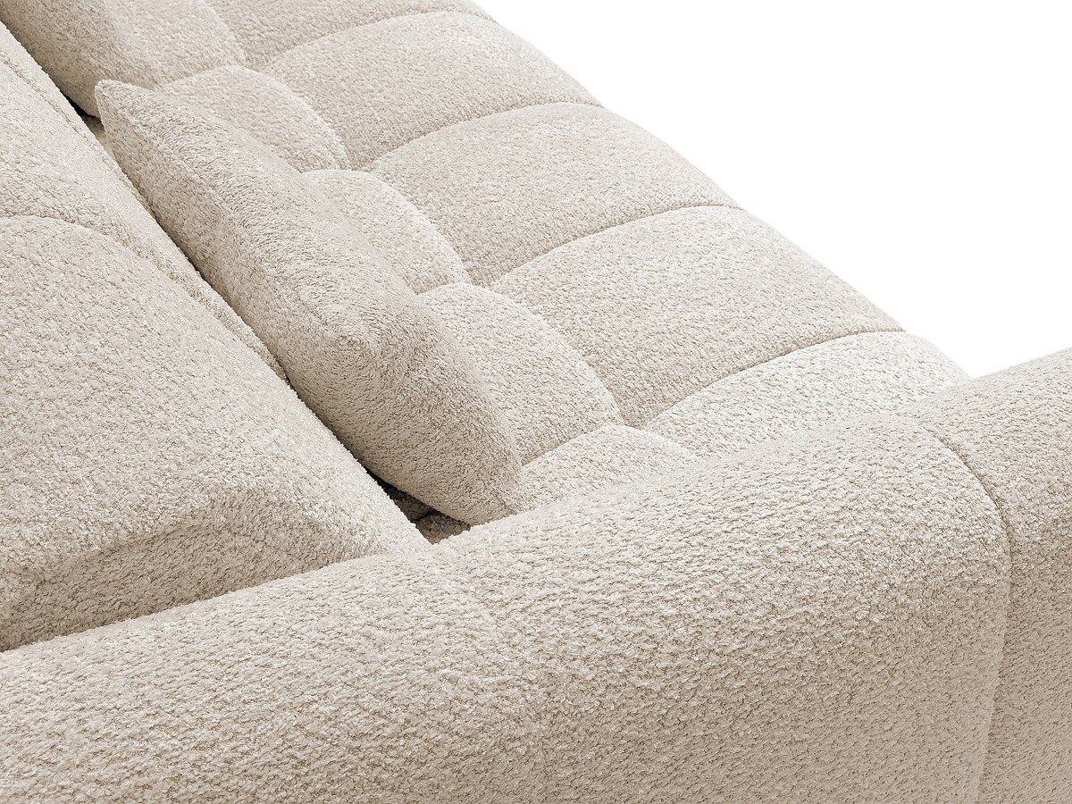 Vente-unique Driezitsslaapbank express in beige boucléstof - Slaapoppervlak 140 cm - Matras 20 cm RETUNA