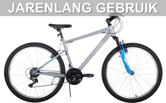 Mountainbike - Voor heren en dames - 18 snelheden, stalen frame, V-rem, hardtail - 66-69 cm, lichtgrijs van Merkloos — afbeelding 3