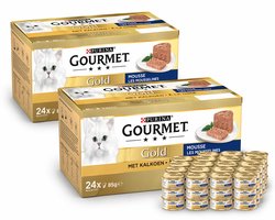 2x Gourmet Gold Fijne Mousse Kalkoen - 28x85g - Volledige Diervoeding voor Volwassen Katten - Heerlijke Smaken