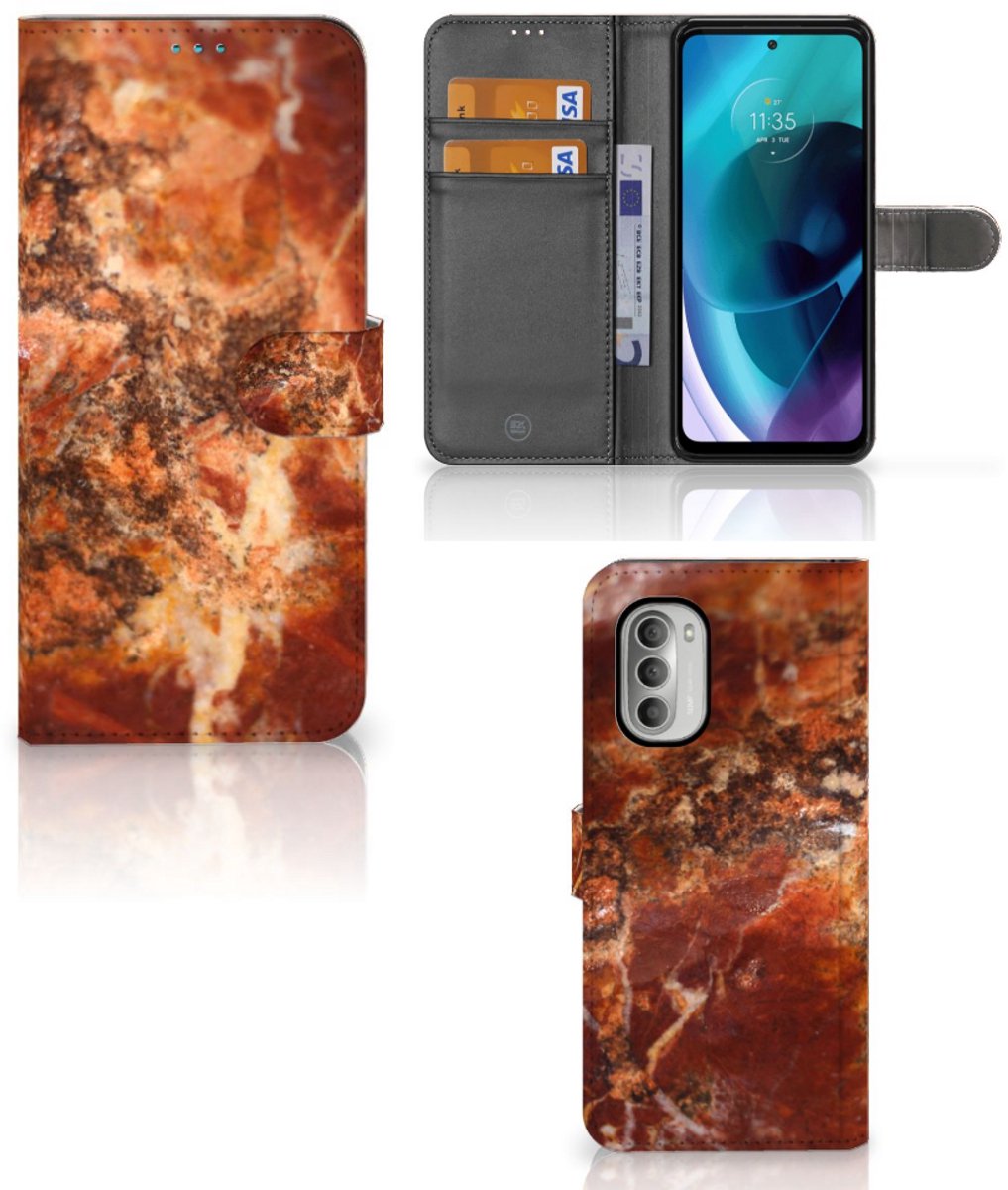 Motorola Moto G51 5G Bookcase Marmer Bruin