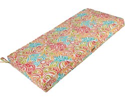FUNHOME Bankkussen voor buiten, waterbestendig, 114 x 45 cm bankkussens voor tuinmeubilair, zitkussens met handvat en riemen, terrasbankkussens, 1 pak, kleurrijke vlek