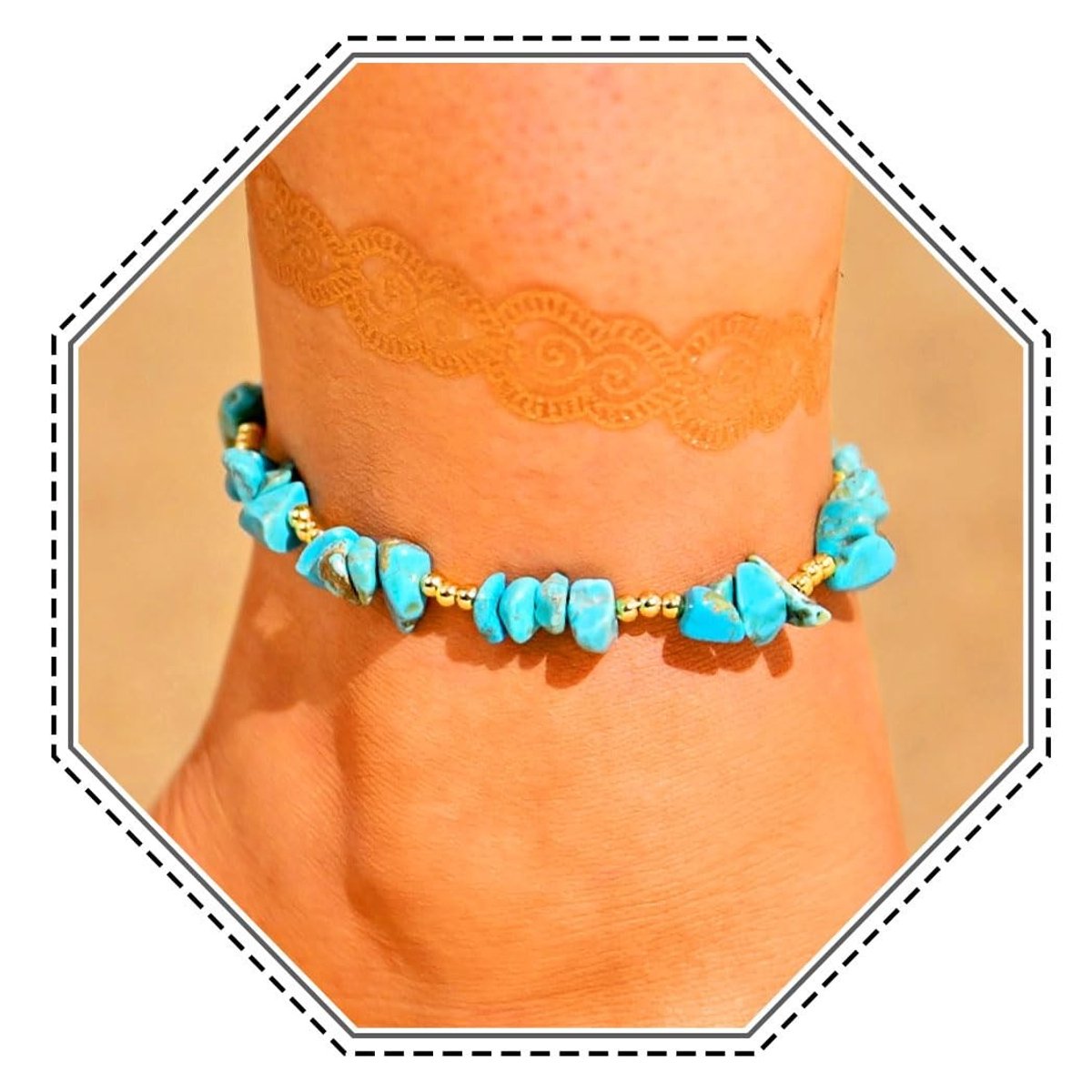 Cosensi - Boho Anklets - Verstelbare En Stijlvolle Enkelband - Turquoise - Prachtige Kralen - Perfect Voor Strand En Feestjes - Geschikt Voor Vrouw...