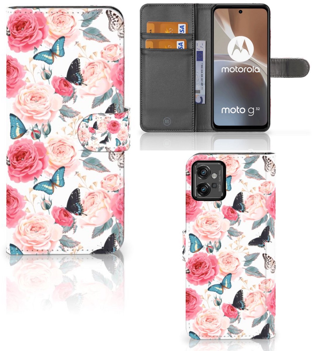Motorola Moto G32 Hoesje Butterfly Roses