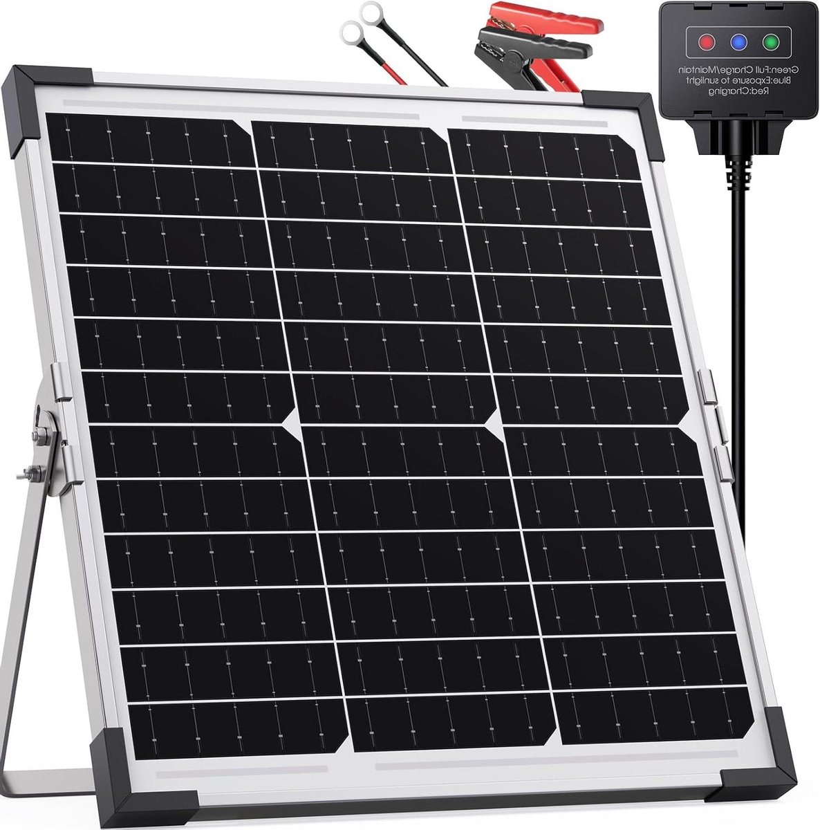 Zonnepaneel Acculader - Solar Charger Onderhoudslader - Accu Onderhoud - Slimme Laadregelaar - 20 Watt - Zwart