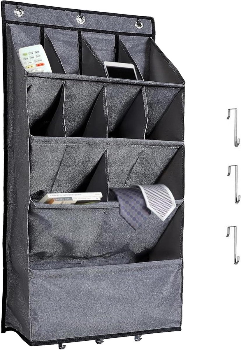 Deur Organizer - Hangende Opberger - Ruimte Besparen - Extra Grote Vakken - 43x16x90cm - Grijs