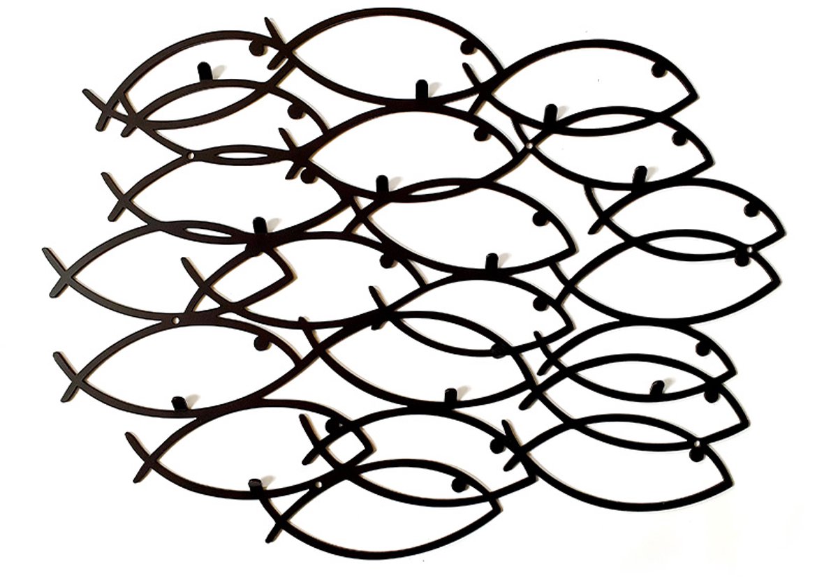 Decorizzly® Decorizzly Tuna - Wandkapstok - Vissenontwerp - Verschillende Hoogten - Poedergecoat Staal zwart