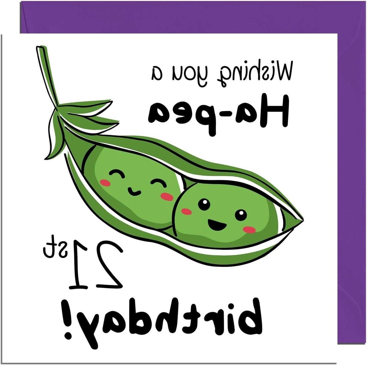 Verjaardagskaart 21 jaar - Wenskaart Feest - Verjaardag Vieren - Gedrukt in Engeland - 145 x 145mm - Paars